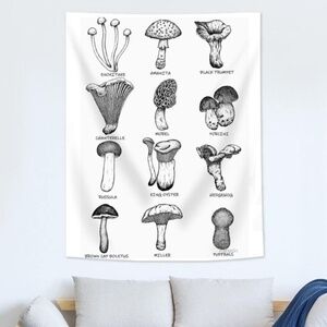 Mushroom Print Tapestry Hanging Wall Decor